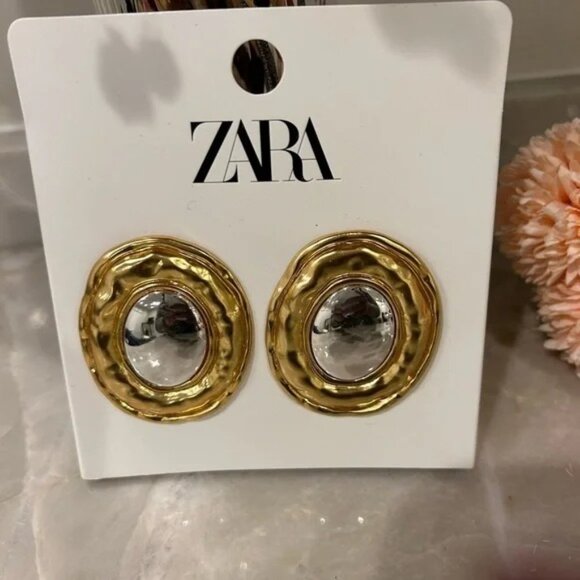 Zara Contrasting Statement Earrings Vintage Two Tone ✨ Comes With Gift Packaging - Picture 2 of 11